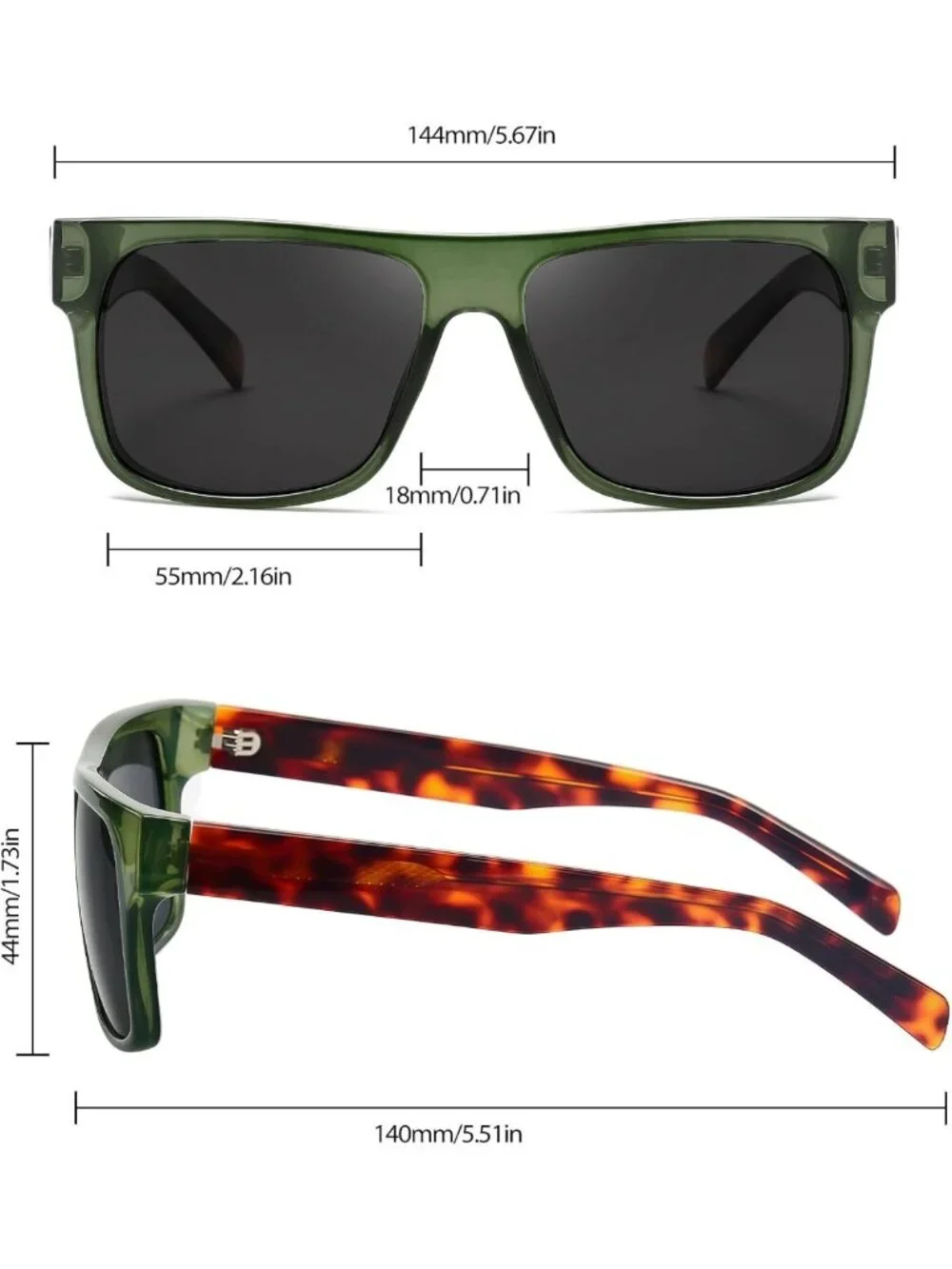 Oversized Square Sunglasses for Men & Women | UV400 Protection, Bold TAC Lens